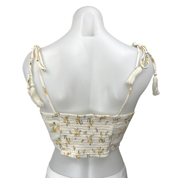 American Eagle Outfitters White Floral Sleeveless Cami Camisole Crop Tank Top M - Picture 2 of 4